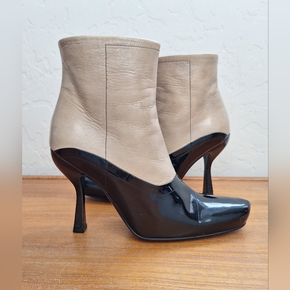 Vintage Prada Two Tone Boots Calfskin Leather Victorian Steampunk Womens 6 NEW - Picture 10 of 16